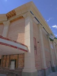 A completed column at the edge of the building, Villa Theatre, Salt Lake City, Utah