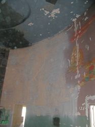 Murals in the Villa Theatre's auditorium have been painted white