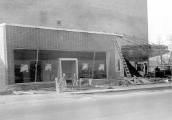 Front of the Villa Theatre retail space during construction in 1949